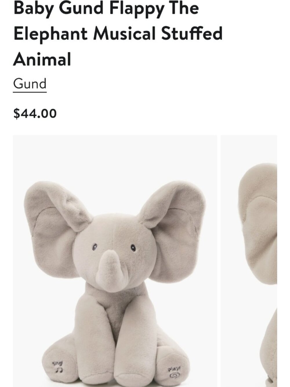 Nordstrom Baby Gund Elephant Nursey decor and toy